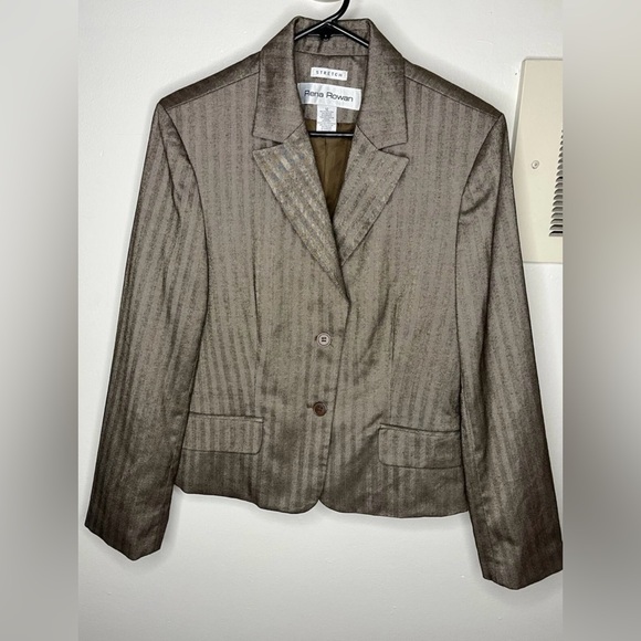 Rena Rowan Jackets & Blazers - Rena Rowan Taupe Striped Blazer size 12, stretch